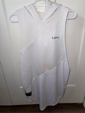 Men's White Sleeveless Hoodie Tank